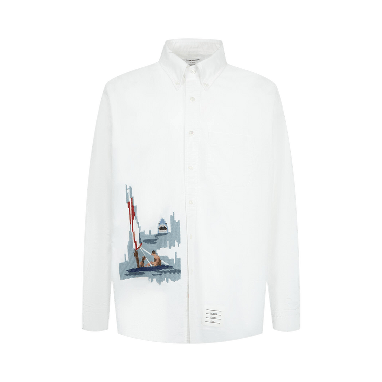 Thom Browne Straight Fit BD Long-Sleeve Shirt "White"