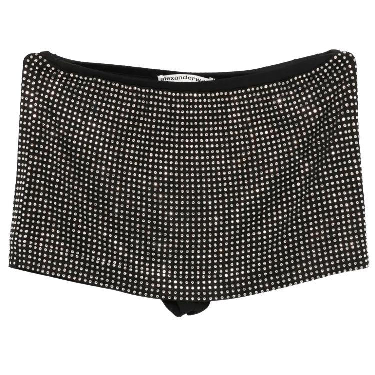 Alexander Wang Mid-Rise Mini Skort W/ Allover Hotfix "Black"