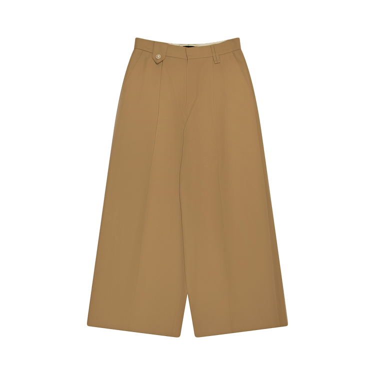 Simone Rocha Wide Leg Belt Loop Tab Trousers W/ Daisy "Beige"