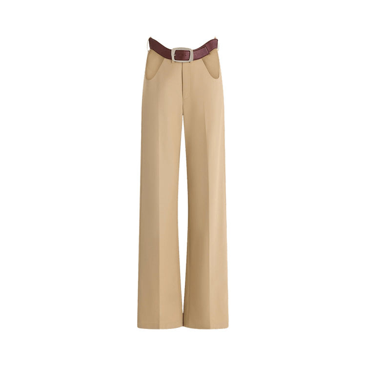 Jean Paul Gaultier Chino Trousers With Open Front Curves And Belt "Beige"