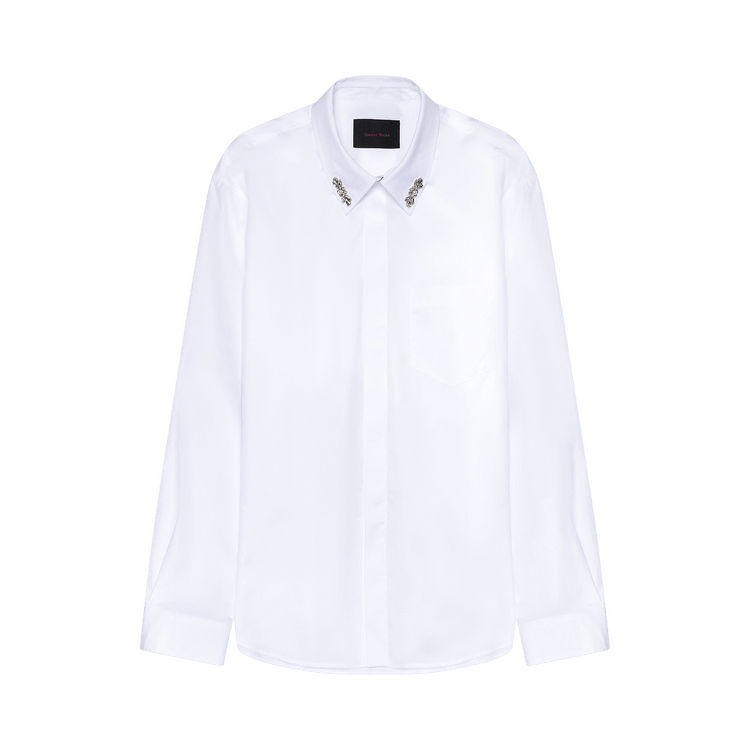Simone Rocha Classic Concealed Button Shirt W/ Emb "White"