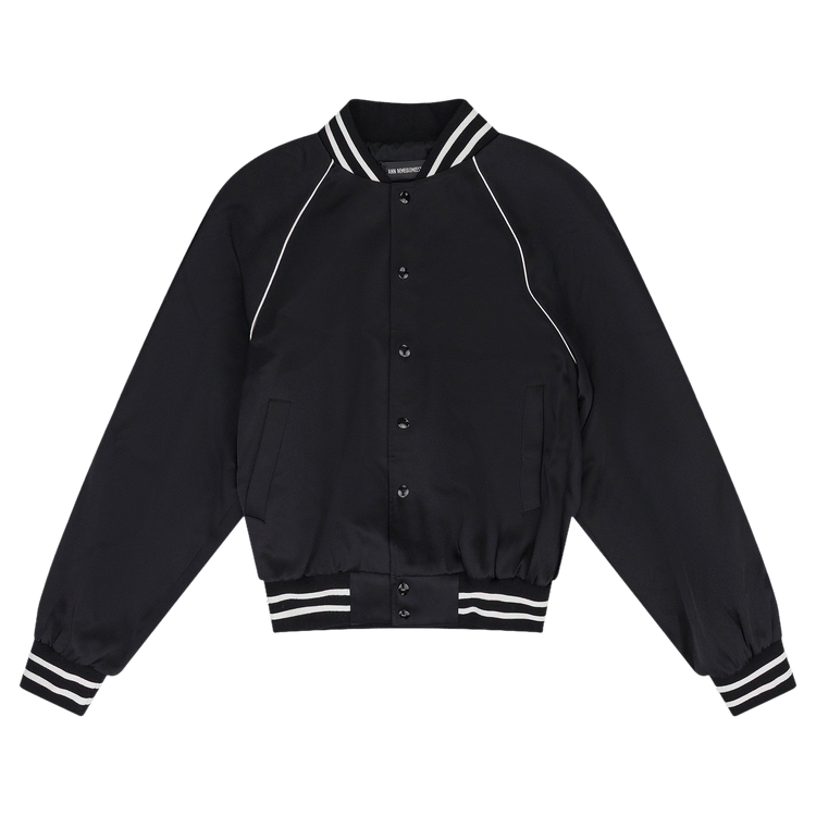 Ann Demeulemeester Esko Slim Fit Raglan Bomber With "Dreams" Embroidery On Back "Black"