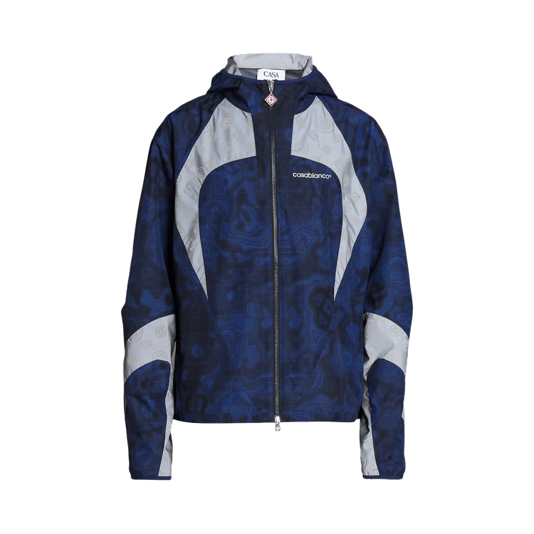 Casablanca Printed Zip Up Hooded Jacket "Blue"