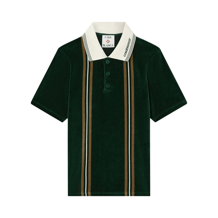 Casablanca Velour Stripe Polo "Green"