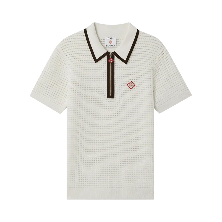Casablanca Waffle Stitch Polo Shirt "Cream"