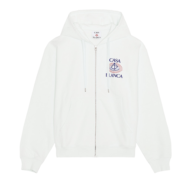 Casablanca Celestial Pyramid Flock Printed Classic Zip Up Hoodie "White"