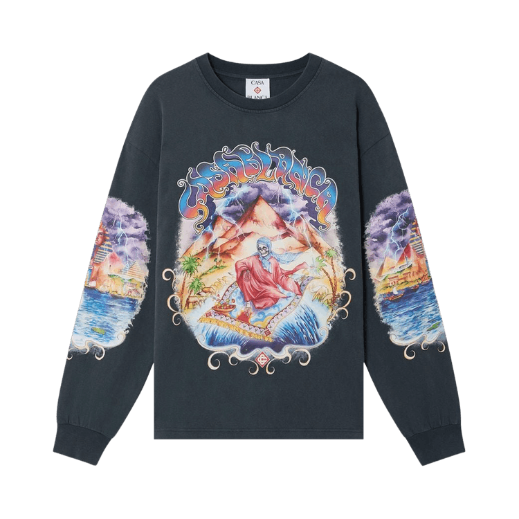 Casablanca Eveil Ancestral Washed Long Sleeve Tee "Washed Dark Navy"