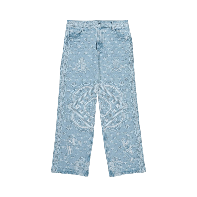 Casablanca Carpet Jacquard Baggy Denim Jeans "Blue"