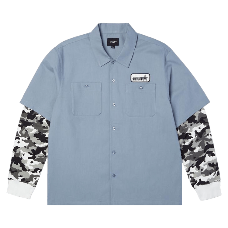 HUF Shadows Long-Sleeve Work Shirt "Light Blue"