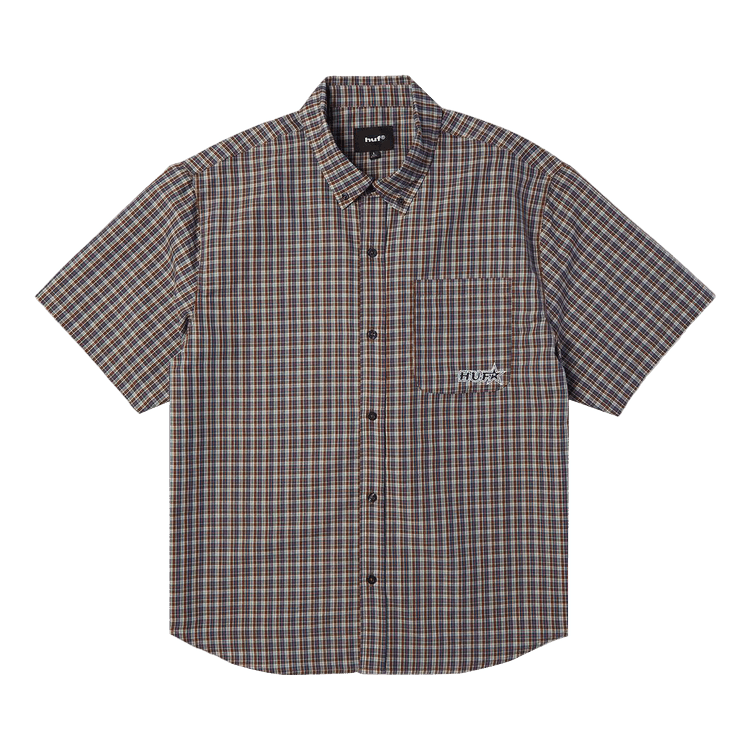 HUF Galaxy Plaid Short-Sleeve Woven Top "Dark Brown"
