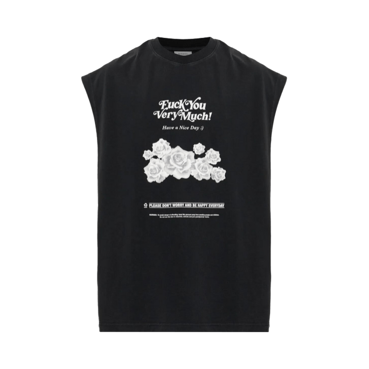 Vetements FU Very Much Sleeveless T-Shirt "Washed Black"
