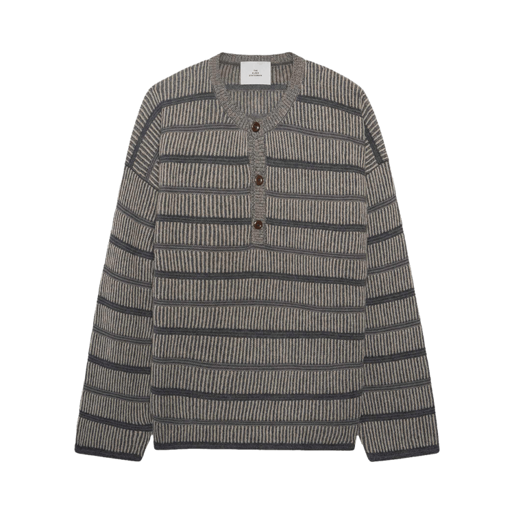 The Elder Statesman Nimbus Textured Henley Shirt "Grey/Multicolor"