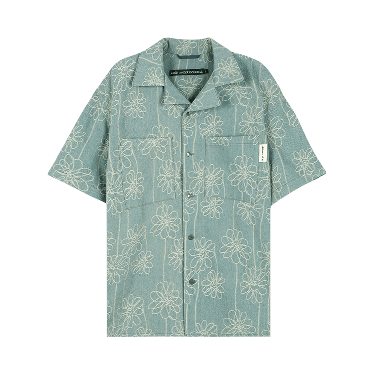 Andersson Bell Flower Embroidery Open Collar Shirt "Blue"
