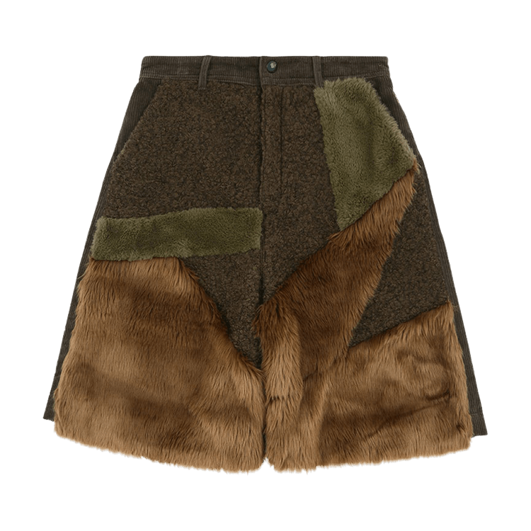 Andersson Bell Faux Fur Patchwork Shorts "Brown"
