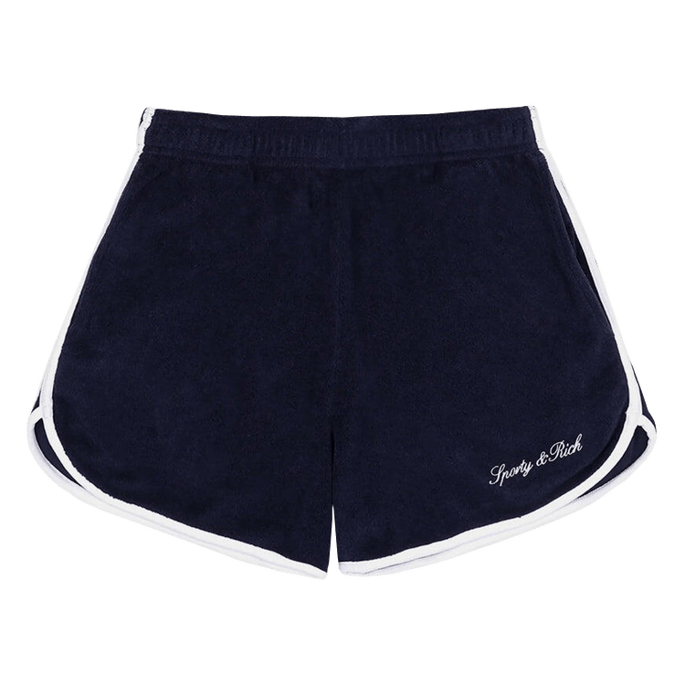 Sporty & Rich Signature Logo Terry Short "Dark Navy/White"