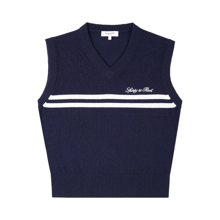 Sporty & Rich Signature Logo Knitted Vest "Dark Navy/White"