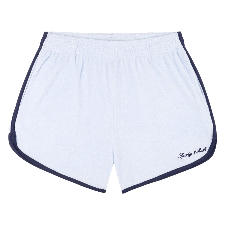 Sporty & Rich Signature Logo Terry Short "Ciel/Dark Navy"