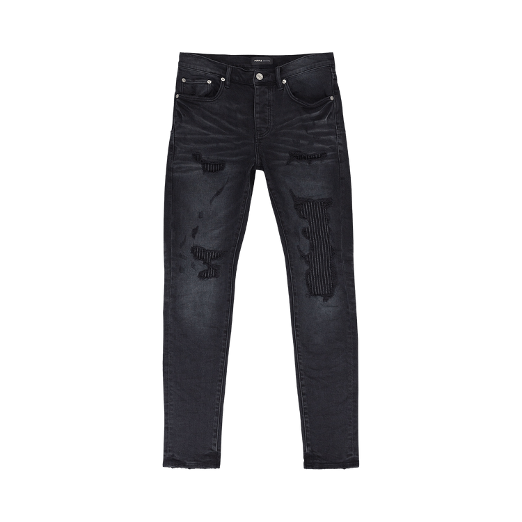 PURPLE BRAND Lurex Repair Overdye Skinny Jeans "Black"
