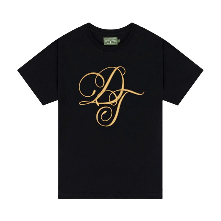 Denim Tears Metallic Gold Script Tee "Black"