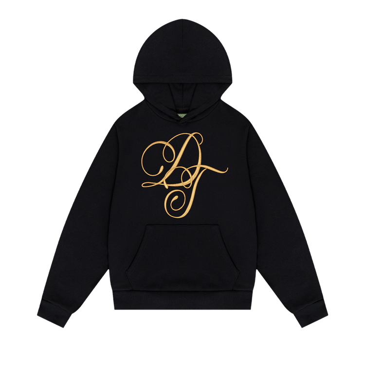 Denim Tears Metallic Gold Script Hoodie "Black"