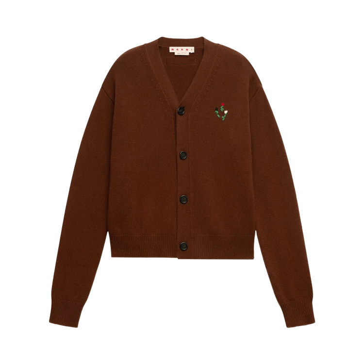 Marni V-Neck Knit Cardigan "Sadelle Brown"
