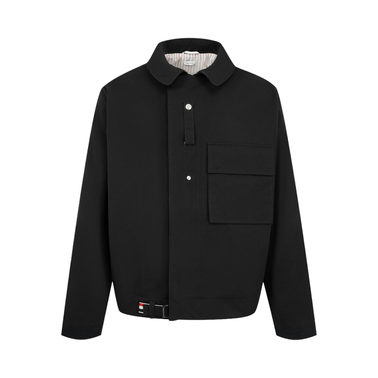 Thom Browne Hooded Mariner Jacket In Hard Finish Poly Tech "Black"