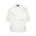 Nahmias Scribble Poplin Short-Sleeve Button Up "White Poplin"