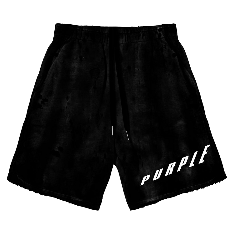 PURPLE BRAND Midweight Fleece Pull On Shorts "Black"