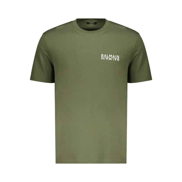 Balmain Double Logo Cotton T-Shirt "Green"