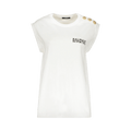 Balmain Cotton Sleeveless Logo Tank T-Shirt "White"