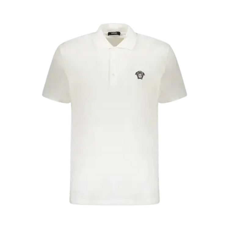 Versace Embroidered Cotton Polo Shirt "White"