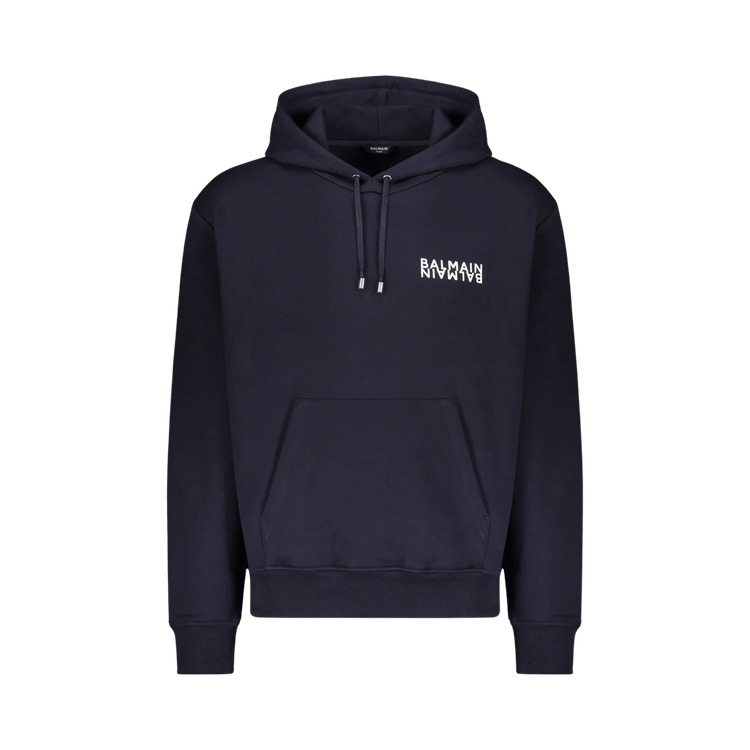 Balmain Double Logo Cotton Hoodie "Navy"