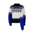 Alexander McQueen Fair Isle Draped Knit Sweater "Ivory/Blue"