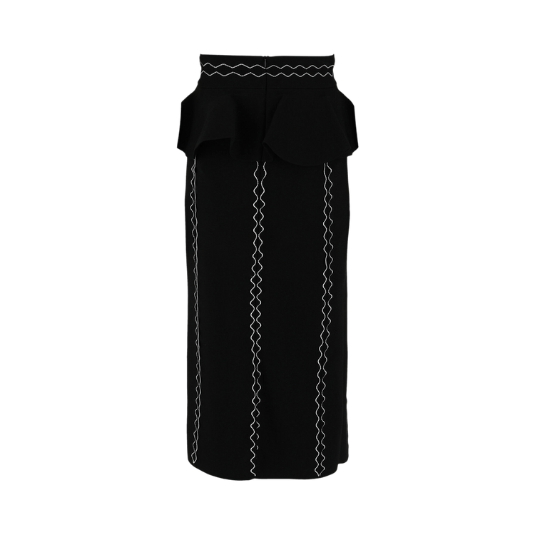 Alexander McQueen Stretch-Jersey Midi Skirt "Black/Ivory"