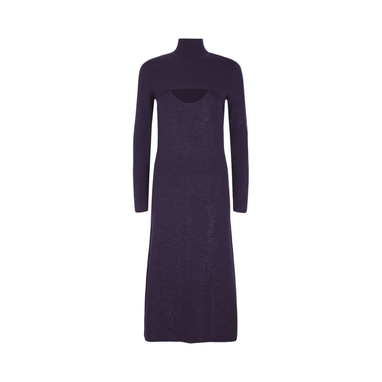 Ferragamo Lamé Wool Blend Dress "Purple"