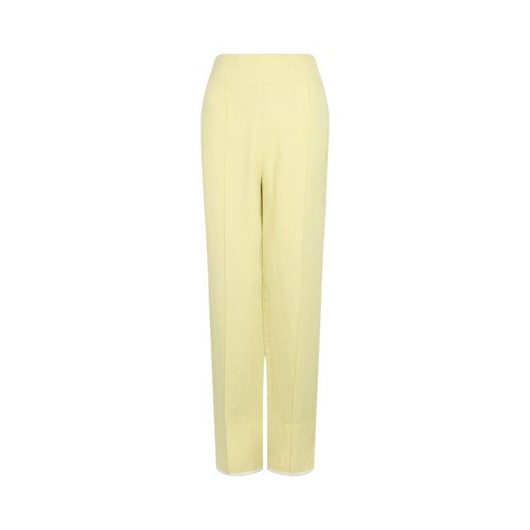 Ferragamo Contrast-Piping Tailored Pants "Light Yellow"