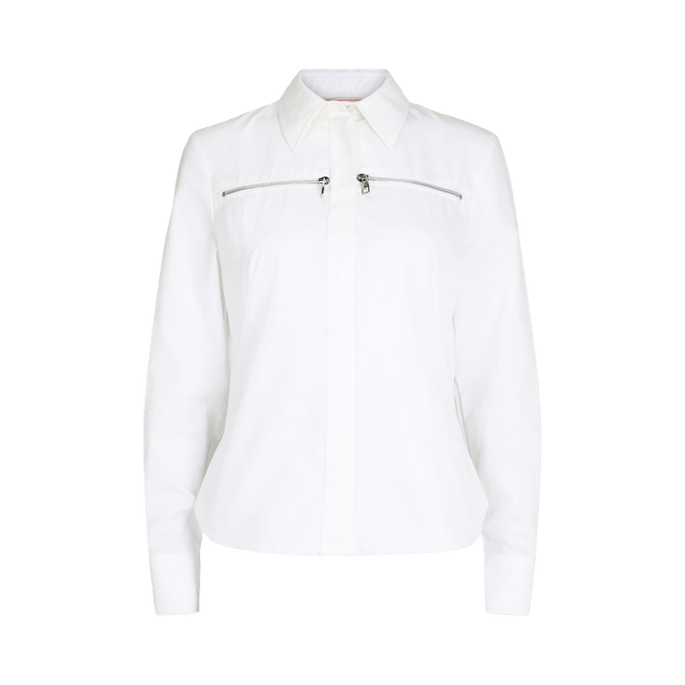 Alexander McQueen Zip-Detailed Long-Sleeve Shirt "Optical White"