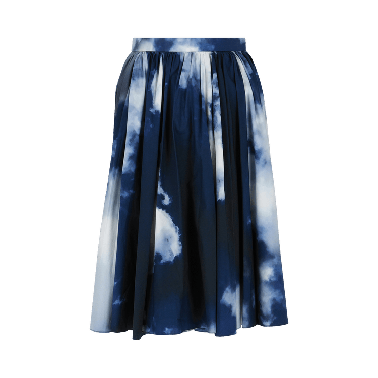 Alexander McQueen Cloud Print A-Line Skirt "Blue/White"