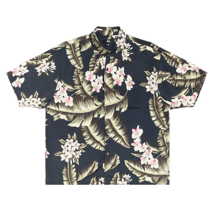 Stussy Hawaiian Floral Short-Sleeve Shirt "Black"