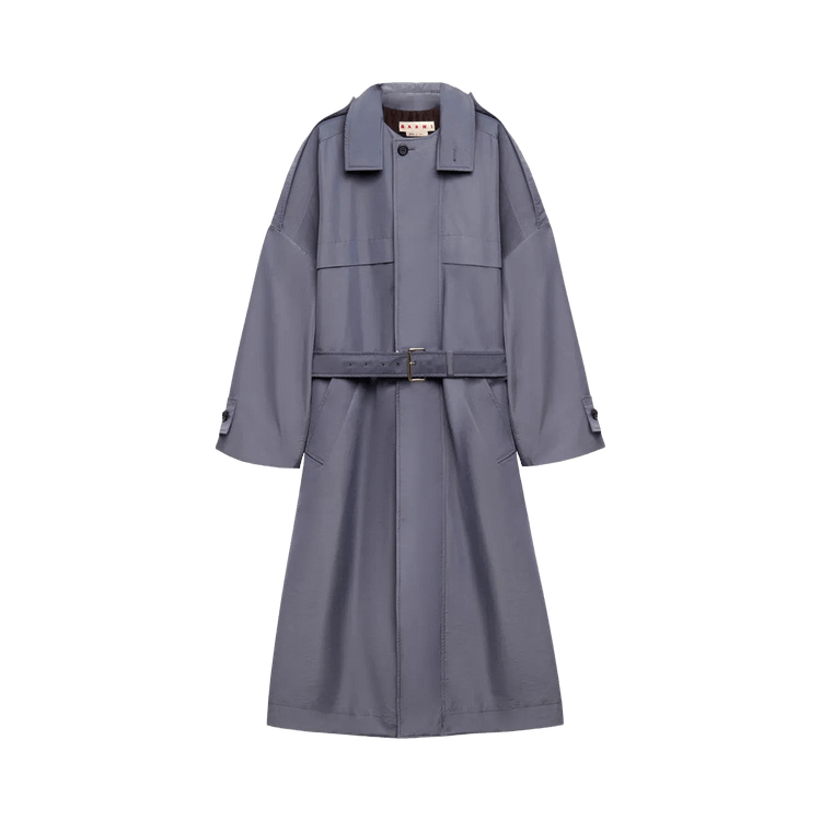 Marni High Collar Belted Trench Coat "Dark Ash"