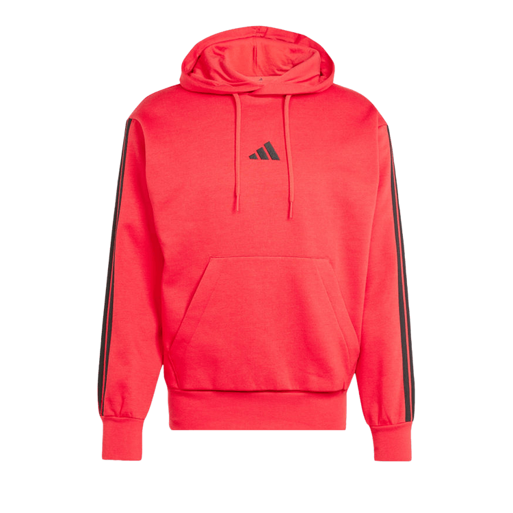 Adidas Essentials 3-Stripes Fleece Hoodie "Pure Ruby / Black"