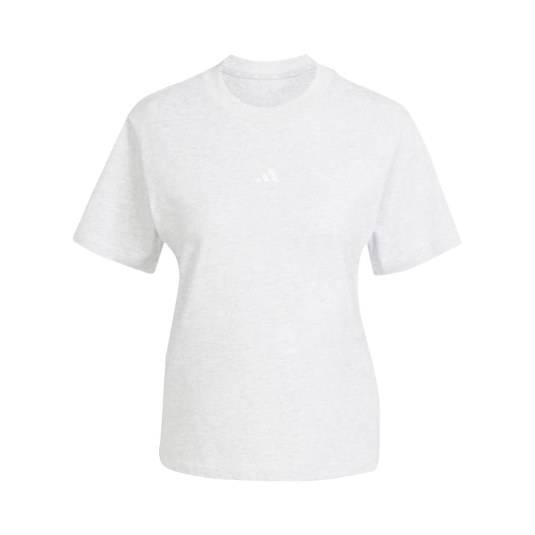 Adidas Essentials Small Logo Cotton Tee "Light Grey Heather / White"