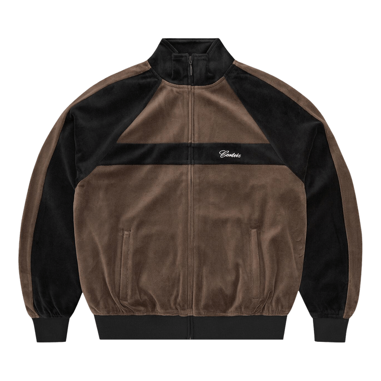 Corteiz Pista Velour Track Jacket "Black/Brown"