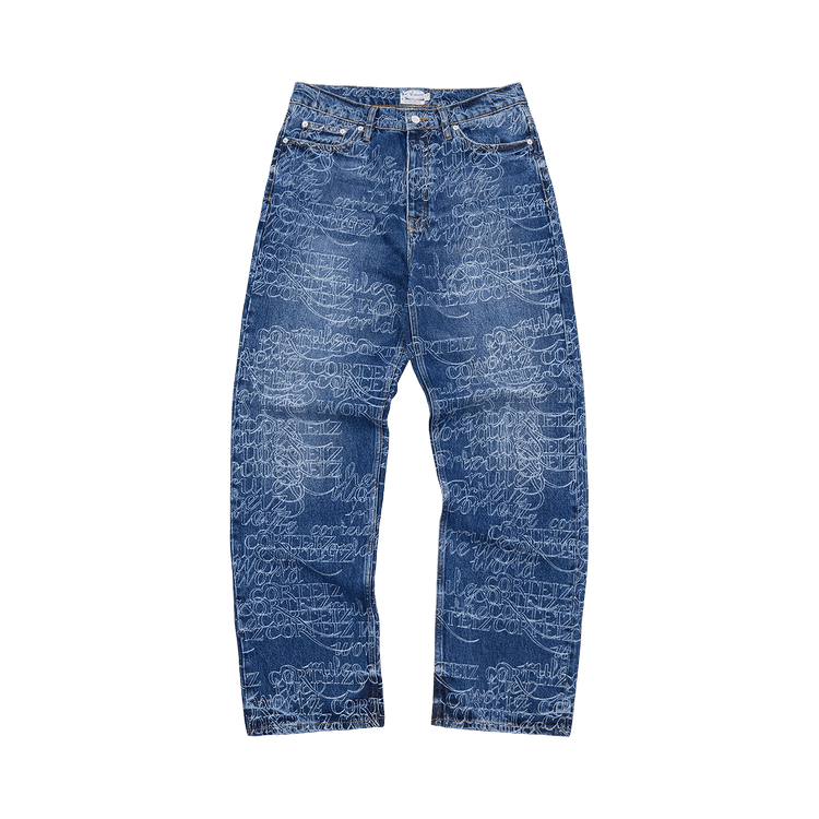 Corteiz Handwritten Baggy Jeans "Midwash Indigo"