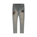 Amiri Varsity Eagle Logo Jeans "Antique Indigo"