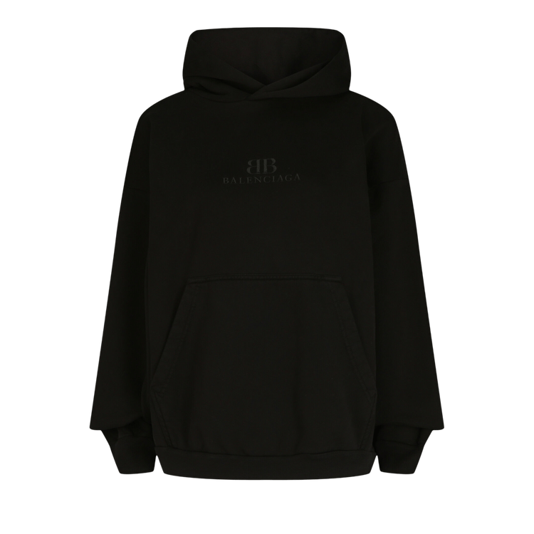 Balenciaga Embroidered Double B Logo Hoodie "Washed Black"
