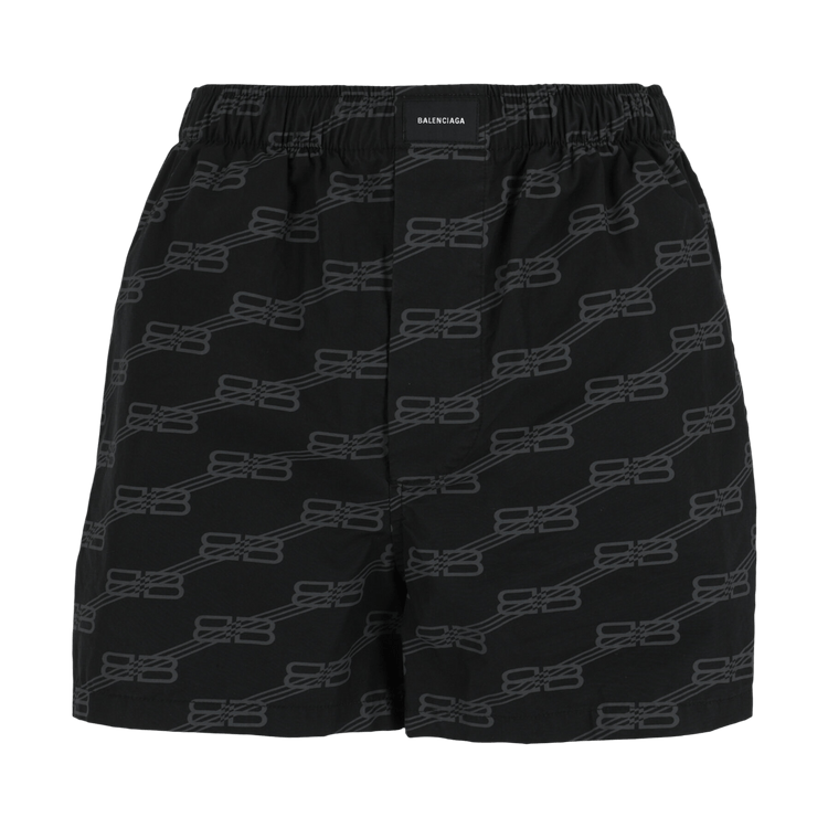 Balenciaga BB Logo Monogram Pajama Shorts "Black/Grey"