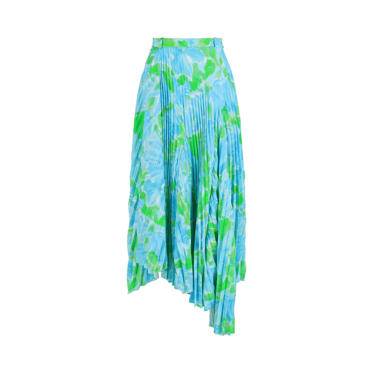 Balenciaga Dynasty Floral-Print Pleated Skirt "Blue/Green"