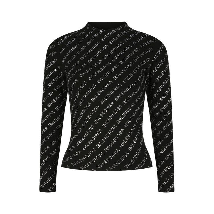 Balenciaga Crystal Embellished Logo Top "Black/Silver"