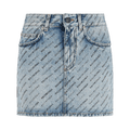 Balenciaga Allover Stencil Low-Waist Mini Skirt "Iced Blue"